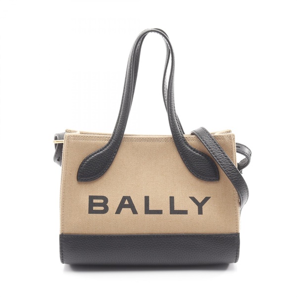BALLY BAR KEEP ON XS Tote shoulder crossbody Bag canvas leather Brown Black Used
