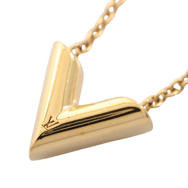 LOUIS VUITTON Essential V Necklace Pendant  42~46.5cm Gold Plated Used Women LV