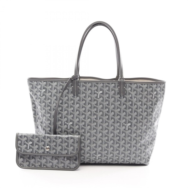 GOYARD Saint Louis PM Tote Bag PVC coated canvas leather Gray White Used Women