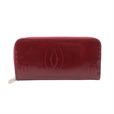 CARTIER happy Birthday Around long wallet Patent leather Bordeaux Used Women