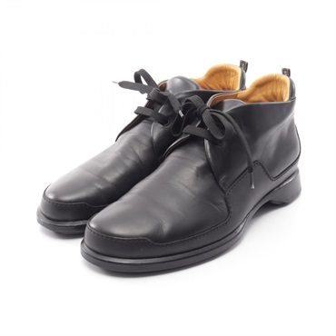 HERMES Chukka Boots Shors  leather Black Used mens size 42