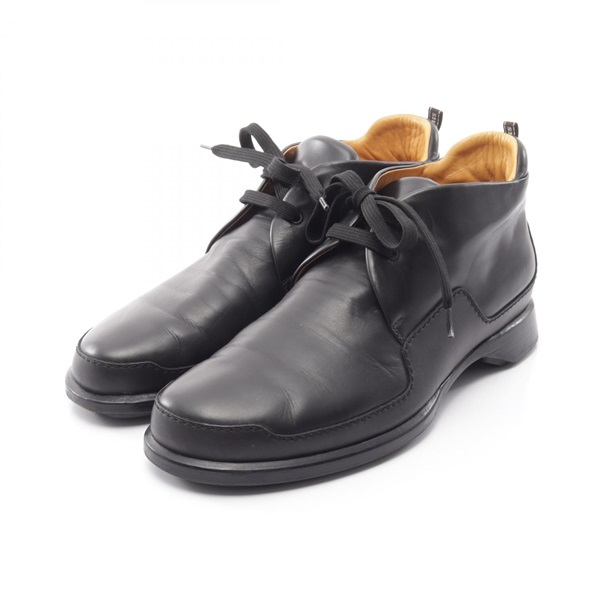 HERMES Chukka Boots Shors  leather Black Used mens size 42