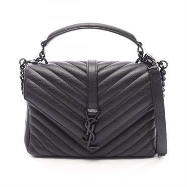 SAINT LAURENT PARIS College Shoulder Crossbody Handbag 428056 leather Black Used