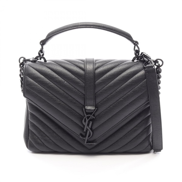 SAINT LAURENT PARIS College Shoulder Crossbody Handbag 428056 leather Black Used
