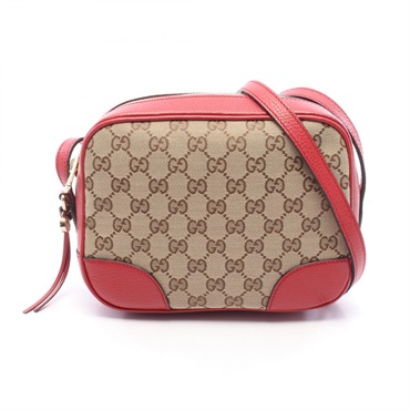GUCCI Bree GG canvas Shoulder Crossbody Bag 449413 leather Beige Brown Red Used