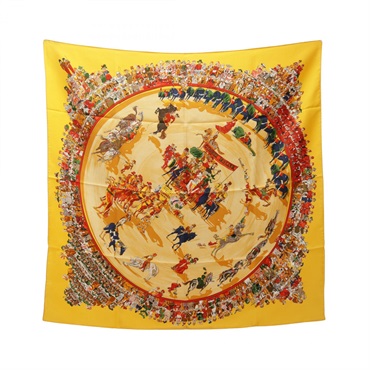HERMES Carre90 CIRQUE MOLIER Scarf silk silk Yellow Multicolor Used Women