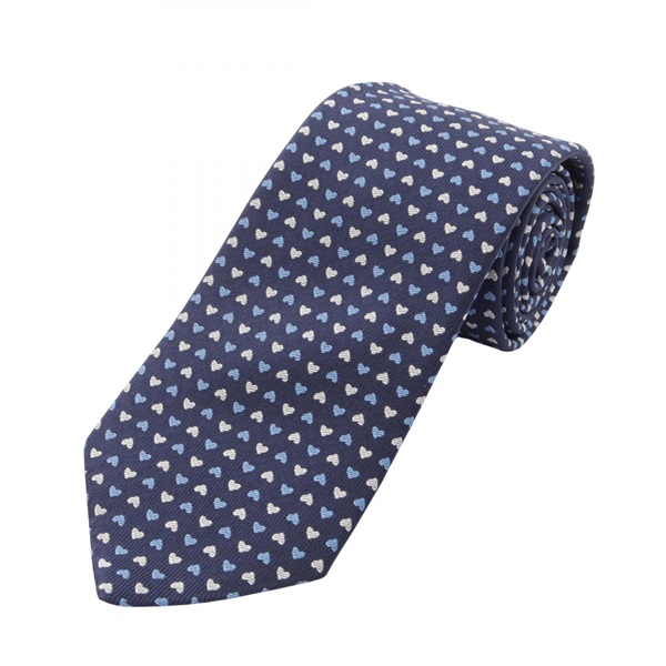 HERMES Love-Love Heart Pattern tie silk silk Navy Preowned mens