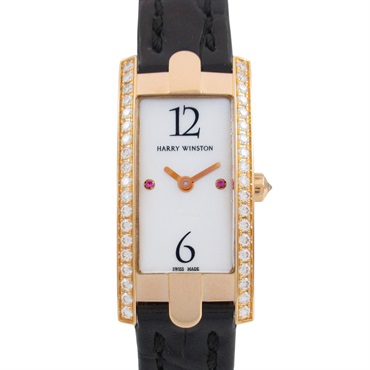 HARRY WINSTON Avenue C Mini Diamond Ruby Wrist Watch Quartz 18KPG Used women