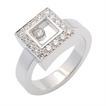Chopard Happy diamond Ring 18KWG White Gold Used Women US size #5.5