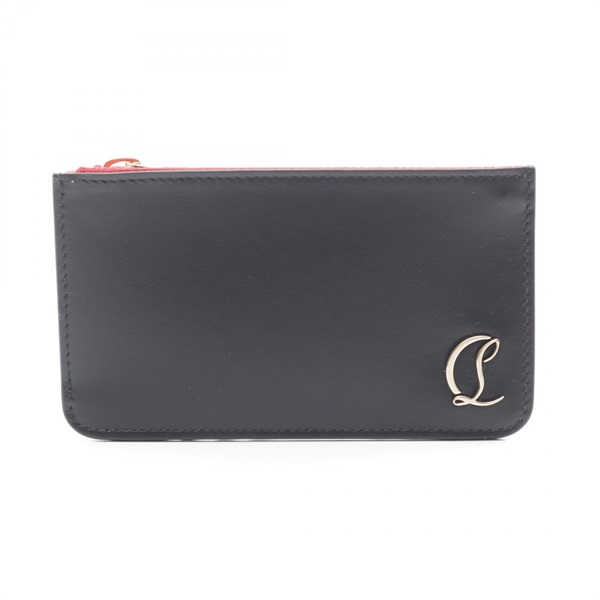 Christian Louboutin LOUBI54 ZIPPED CARD HOLDER leather Black NEW Women