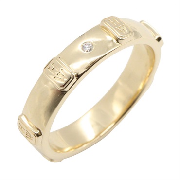 HARRY WINSTON HW logo 1PD Diamond Ring 18KYG Yellow Gold Used Women US size #8