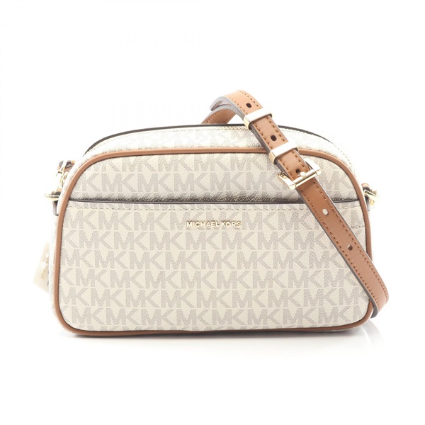 Michael Kors JET SET Small Shoulder Bag 32F5GJ6C5B149 canvas leather White NEW