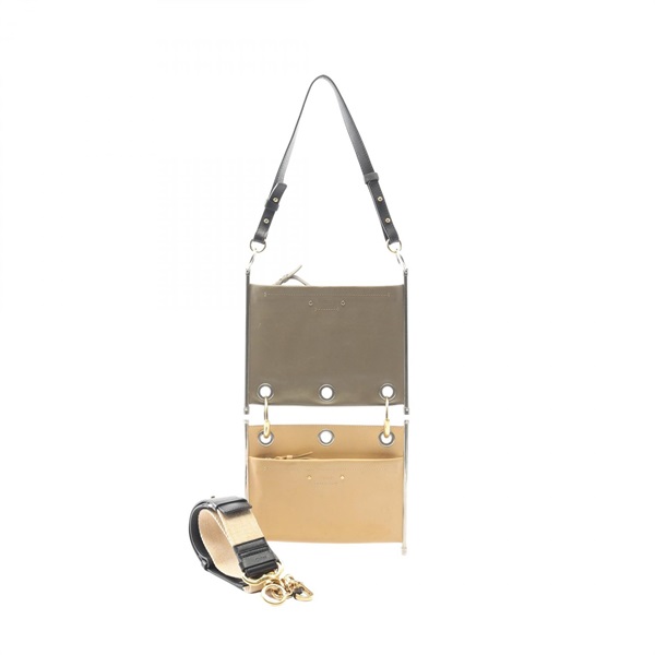 Chloe Shoulder Handbag leather Khaki Beige Used Women