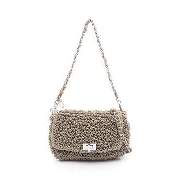 ANTEPRIMA Luckett Wire 2Way Shoulder Bag canvas Patent leather Beige Used