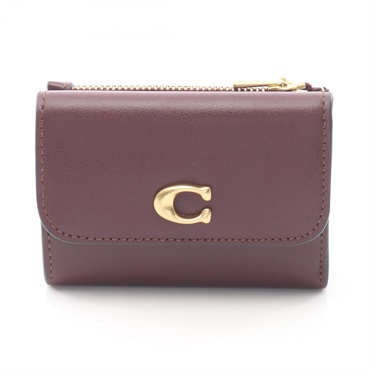 COACH Essential Tri-fold wallet CBF60B4XD2 1 leather Bordeaux Pink NEW Women GHW