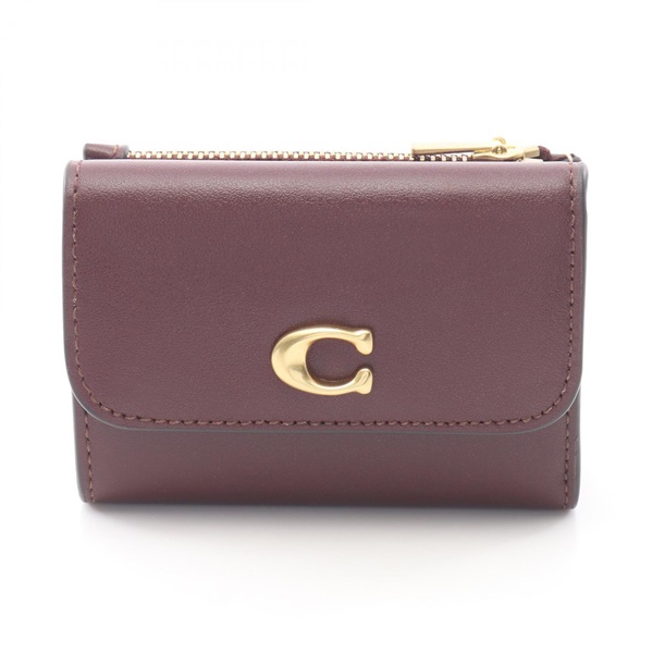 COACH Essential Tri-fold wallet CBF60B4XD2 1 leather Bordeaux Pink NEW Women GHW