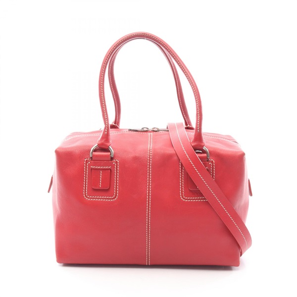 TOD'S Tote shoulder Bag leather Red Used Women