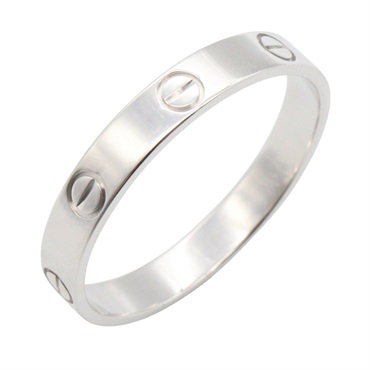 CARTIER Mini Love Ring 18KWG White Gold Used Unisex US size 10.75 #64