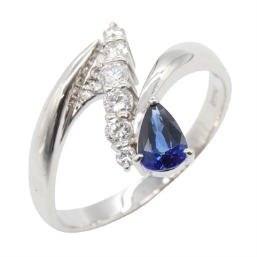 JEWELRY Sapphire Diamond Ring Pt900 Platinum Blue Used Women US size 11.5