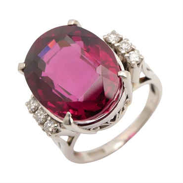 JEWELRY Rhodolite Garnet Ring Pt900 Platinum Red Used women US size 4