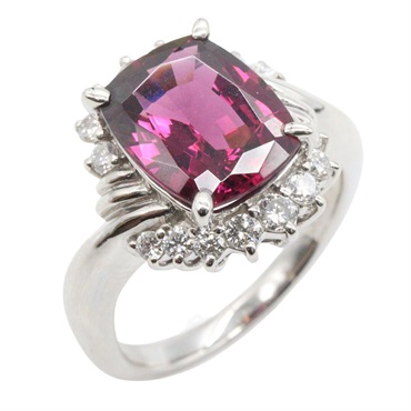 JEWELRY Garnet Diamond Ring Pt900 Platinum Pink Used women US size 4.75