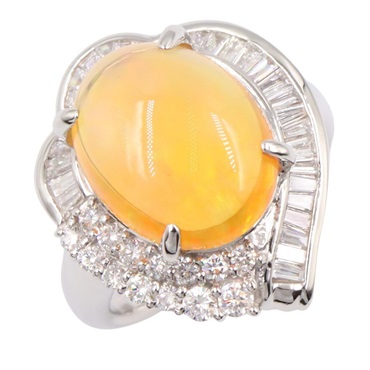 JEWELRY Mexican Opal Diamond Ring Pt900 Platinum Used Women US size 8