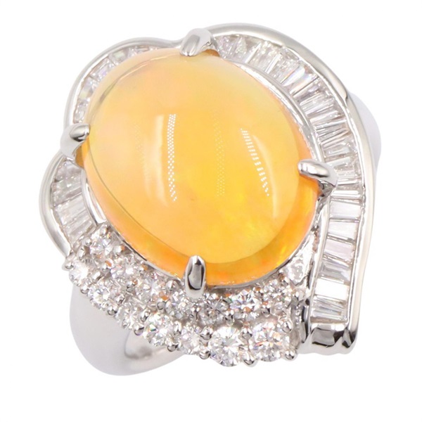 JEWELRY Mexican Opal Diamond Ring Pt900 Platinum Used Women US size 8
