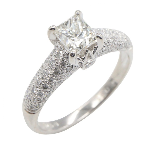 JEWELRY Diamond Ring 18KWG White Gold Used women US size 6.5