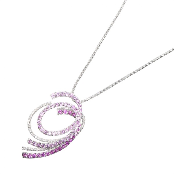 JEWELRY Pink Sapphire Diamond Necklace 18KWG White Gold Used women