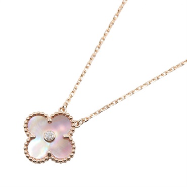 Van Cleef Arpels Vintage Alhambra Necklace 18KPG Gold Pink MOP Diamond Used