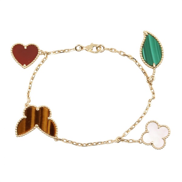 Van Cleef Arpels Lucky Alhambra 4-Motif Bracelet 18KYG Gold Malachite MOP used