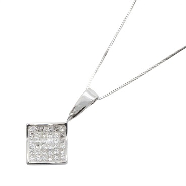 JEWELRY Diamond Necklace pendant 36.5-40cm 18KWG White Gold Used women