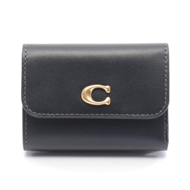 COACH ESSENTIAL CARD HOLDER WALLET Purse Tri-fold CY201B4 leather Black NEW