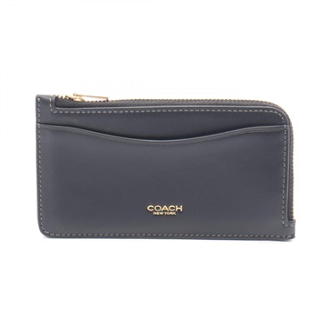 COACH NEW YORK ZIP CARD CASE Holder CZ112B4 leather Black NEW Women logo