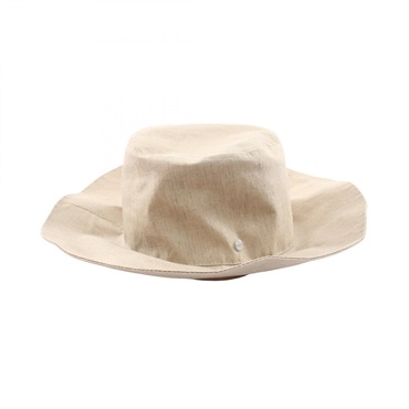 HERMES Bucket Brimmed Hat #58 Fabric Beige Beige Used Women