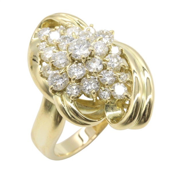 JEWELRY Diamond Ring 18KYG Yellow Gold Used women US size 9.5