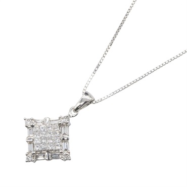 JEWELRY Diamond Necklace pendant 45cm collier 18KWG White Gold Used women