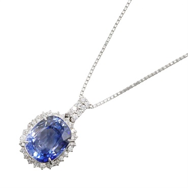 JEWELRY Sapphire Diamond Necklace 69.5cm Pt900 Pt850 Platinum Blue Used women