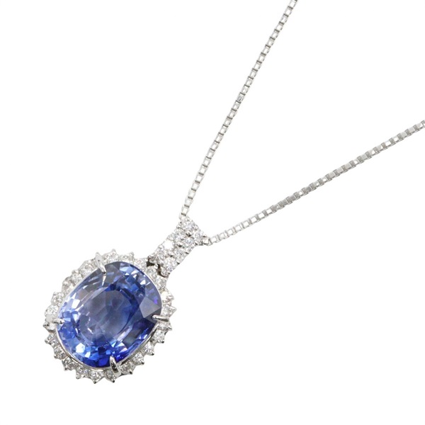 JEWELRY Sapphire Diamond Necklace 69.5cm Pt900 Pt850 Platinum Blue Used women