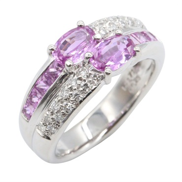 JEWELRY Sapphire diamond Ring Pt900 Platinum Pink Used women US size 6.75