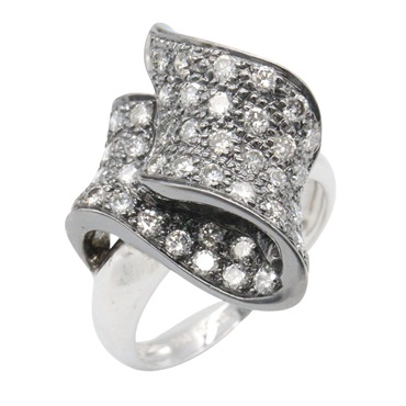 JEWELRY Diamond Ring 18KWG White Gold Used women US size 6.25