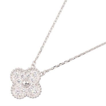 Van Cleef Arpels Vintage Alhambra Diamond Necklace 18KWG White Gold Used women