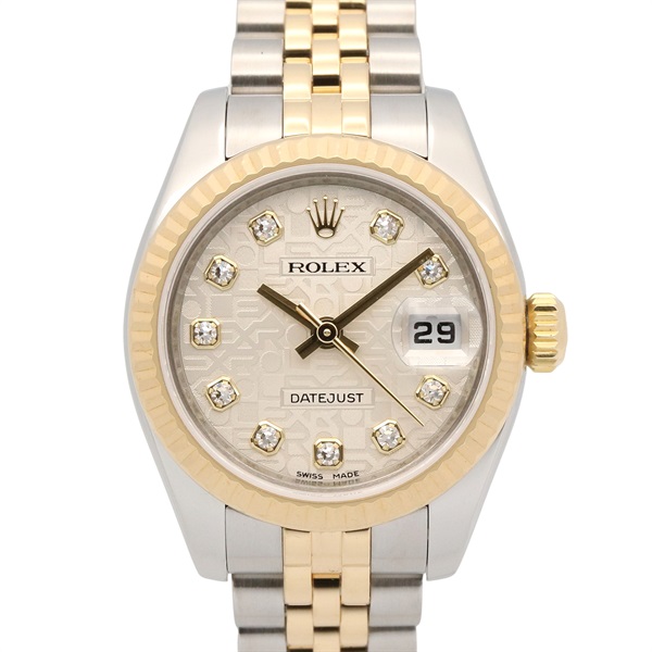 ROLEX Datejust 10P Diamond V Wrist Watch Automatic 18KYG Gold SS Used Women