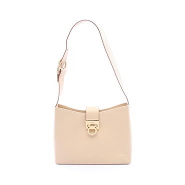 Salvatore Ferragamo Gancini Shoulder Bag leather Beige Used Women