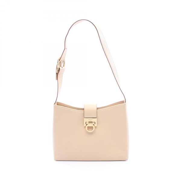 Salvatore Ferragamo Gancini Shoulder Bag leather Beige Used Women