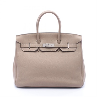 HERMES Birkin 35 Handbag Clemence leather Gris tourterelle Used Women N SHW
