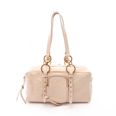 PRADA Tangle Medium Shoulder Bag 1BB138 leather Beige Used Women GHW