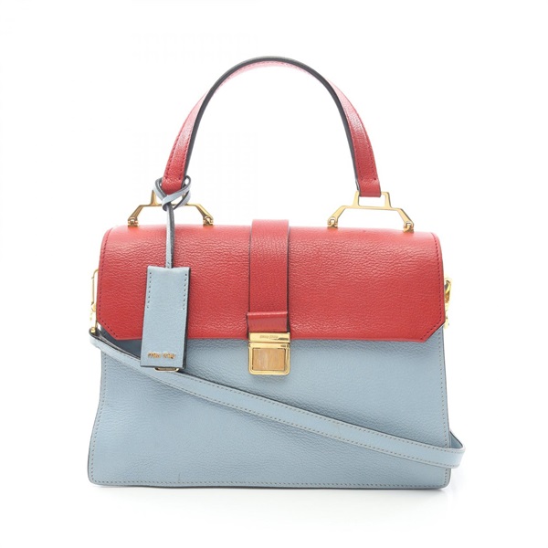 Miu Miu MADRAS Shoulder crossbody Bicolor Handbag leather Blue Red Used Women