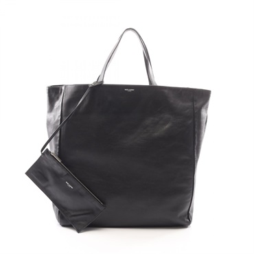 SAINT LAURENT PARIS logo Hand Tote Bag leather Black Used Women