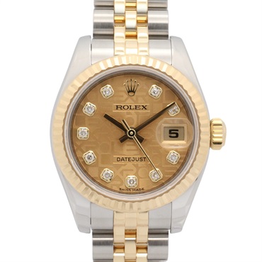 ROLEX Datejust 10P Diamond G Wrist Watch 179173G Automatic 18KYG SS Used Women